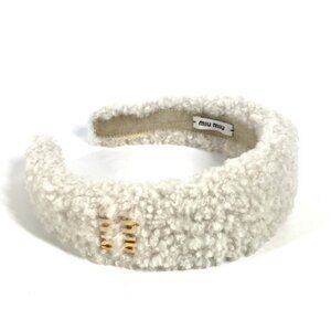 MIUMIU Boa Logo hair accessories headband hair band Katyusha fur WhiteBased